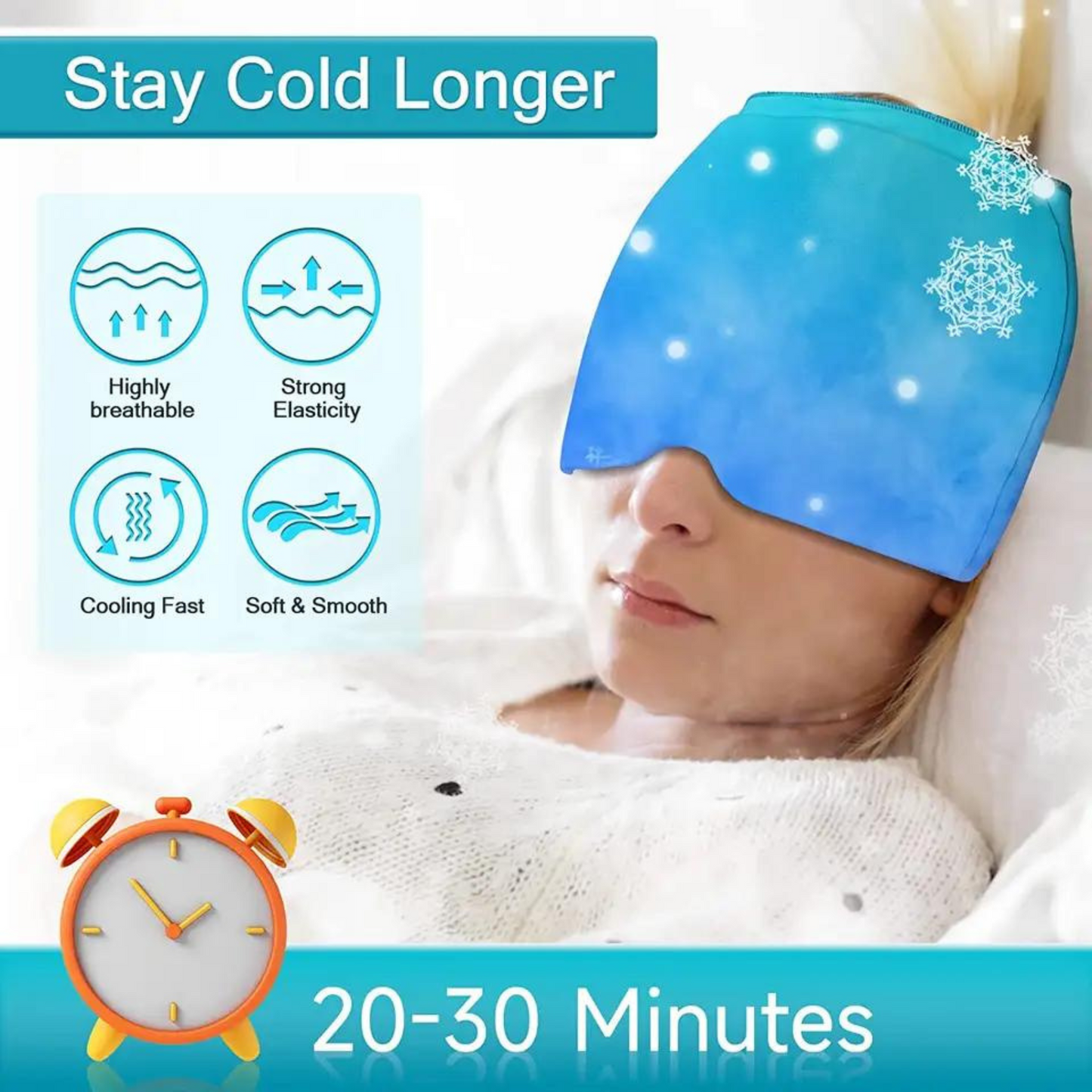 Migraine relief cap – cold or hot soothing compression therapy
